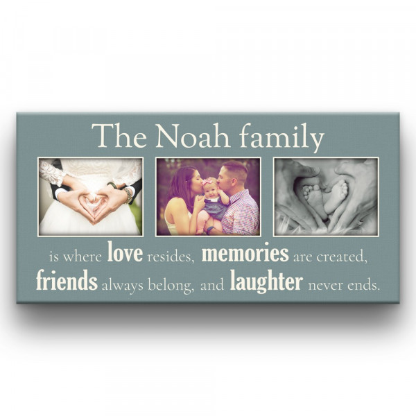 Family Is Where Love Resides Custom 3 Photo Canvas Print