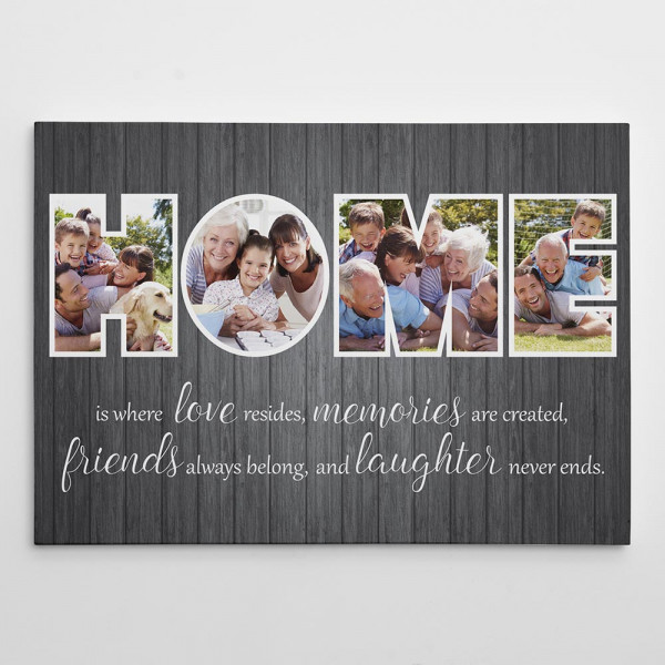 HOME is Where Love Resides Custom 4 Photo Canvas