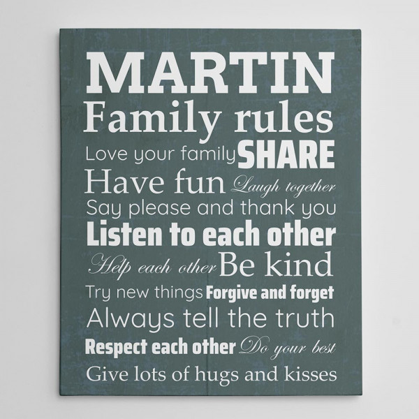 Family Rules Custom Canvas Sign - Love Your Family