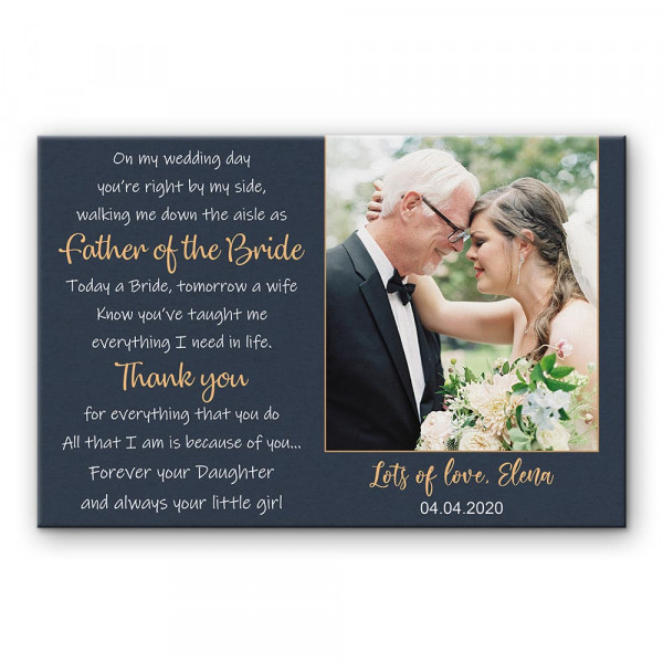 Father of the Bride Poem Custom Photo Canvas Print