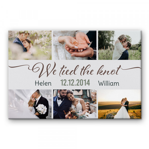We Tied The Knot Custom Photo Collage Canvas Print