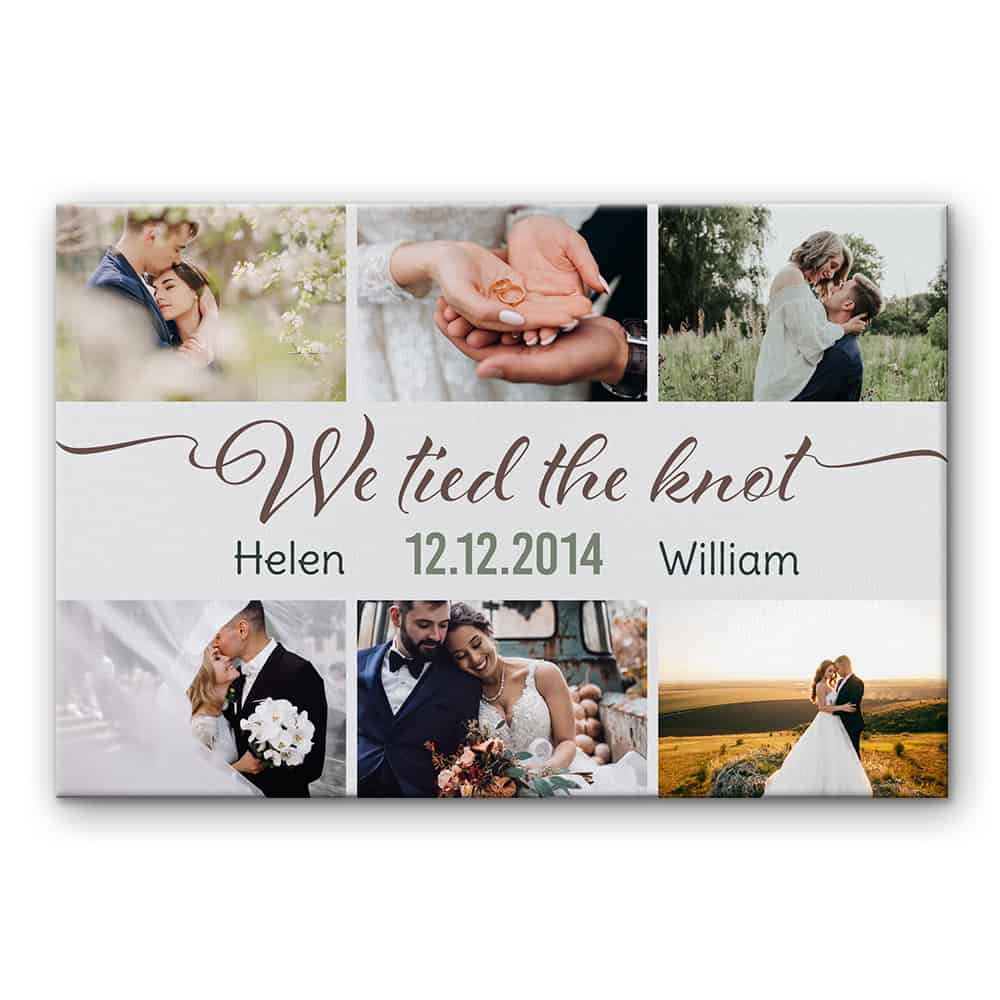 We Tied The Knot Custom Photo Collage Canvas Print