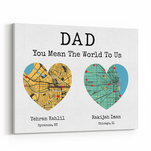 You Mean The World To Us Custom Map Canvas Print