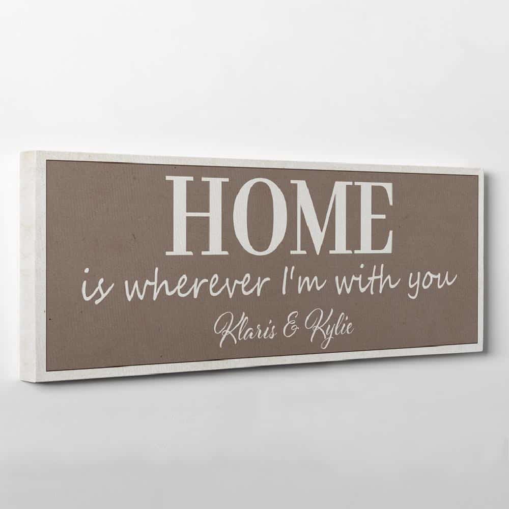 Home Is Wherever I'm With You Custom Map Shape Photo Canvas Print