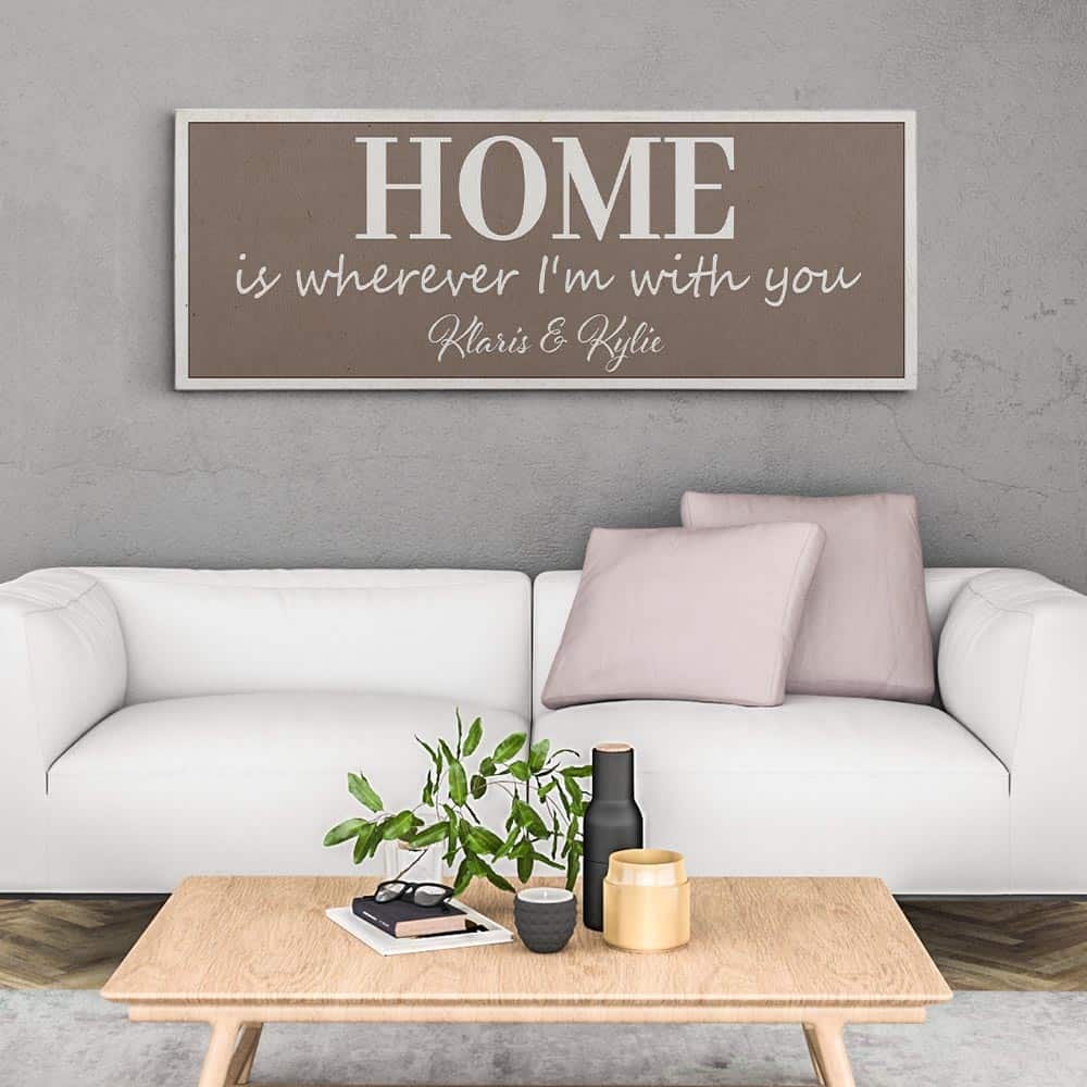 Home Is Wherever I'm With You Custom Map Shape Photo Canvas Print