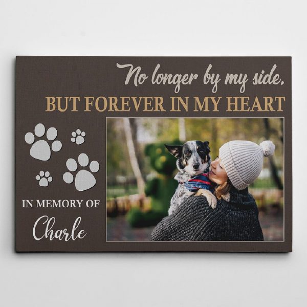 "No Longer by My Side" - Pet Memorial - Custom Photo Canvas Print
