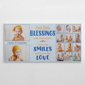 Two Little Blessings Twice The Smiles And Twice The Love Twin Baby Custom Photo Canvas Print