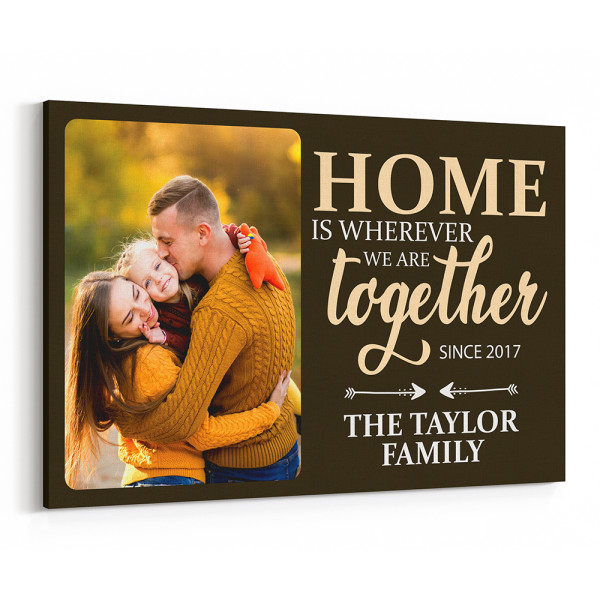 "Home is Wherever We Are Together" Custom Photo Canvas