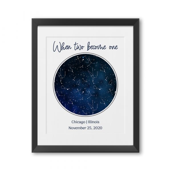 When Two Become One Custom Star Map Framed Print