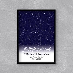 The Night We Kissed Custom Star Map Framed Print