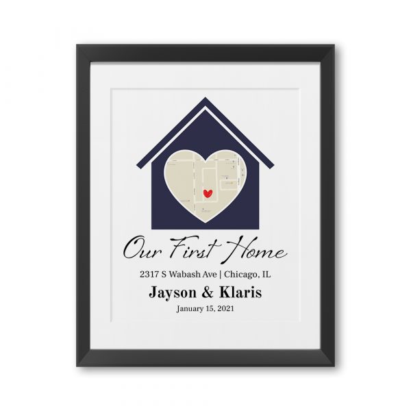 “Our First Home” Custom Map Framed Print