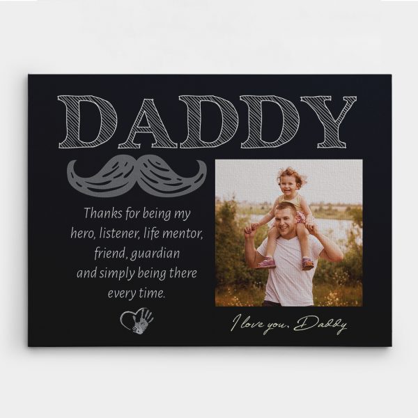 Daddy Thanks For Being My Hero Custom Photo Canvas Print