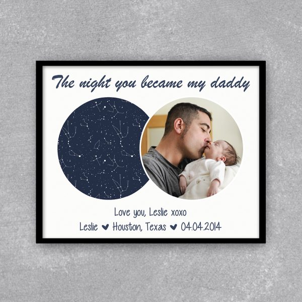 The Night You Became My Daddy Personalized Star Map Framed Print