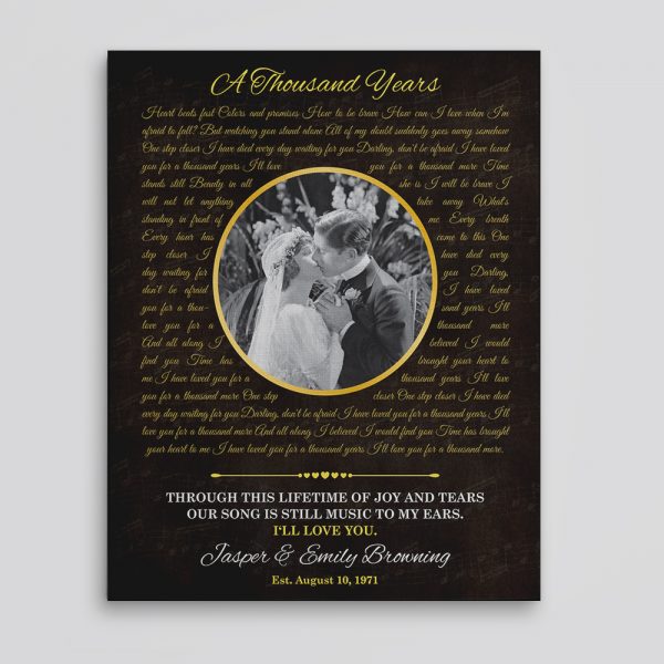 50th Wedding Anniversary Canvas Print with Song Lyrics and Photo