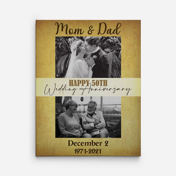Happy 50th Wedding Anniversary Custom Photo Canvas Print