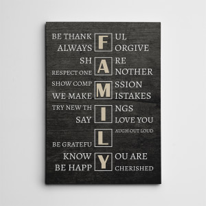 Family Rules Be Thankful Always Forgive Canvas Print
