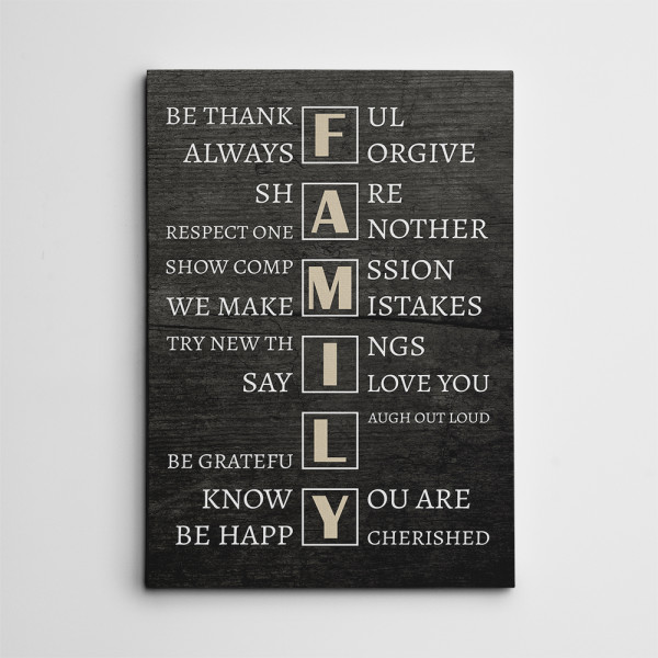 Family Rules Be Thankful Always Forgive Canvas Print
