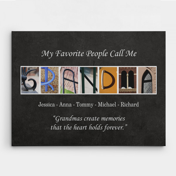 Grandma Letter Art Custom Canvas Print
