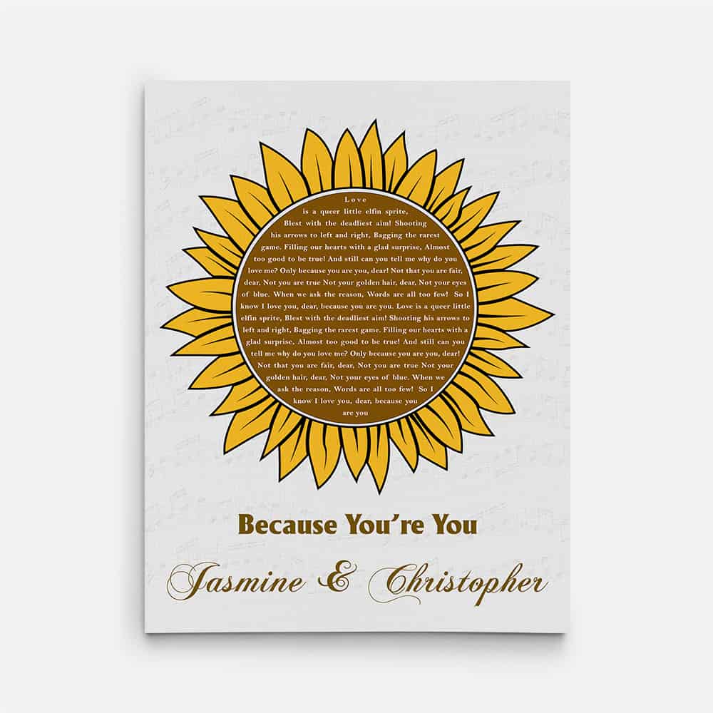 Song Lyrics Sunflower Custom Canvas Print 365Canvas