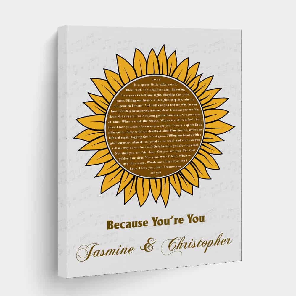 Song Lyrics Sunflower Custom Canvas Print 365Canvas