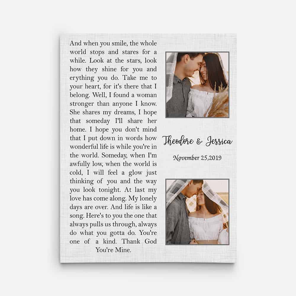Song Lyrics Custom Photo Canvas Print 365Canvas