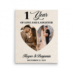 1 Year Of Love And Laughter Custom Photo Canvas Print