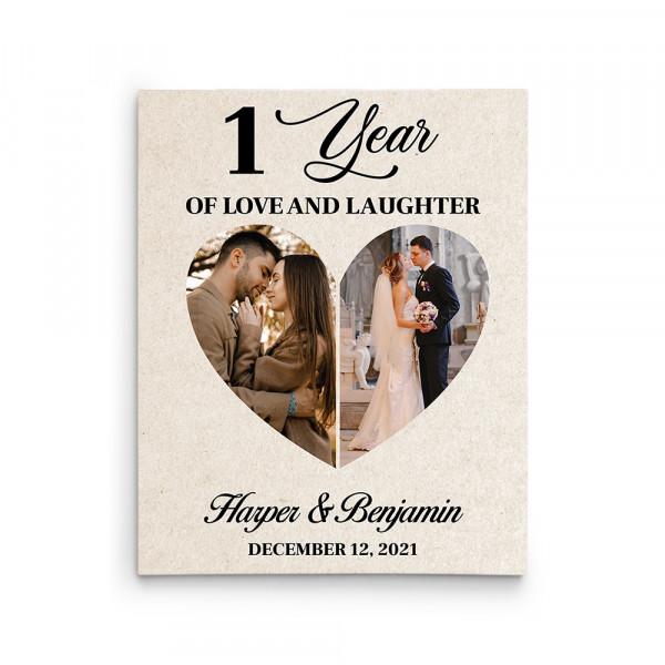 1 Year Of Love And Laughter Custom Photo Canvas Print