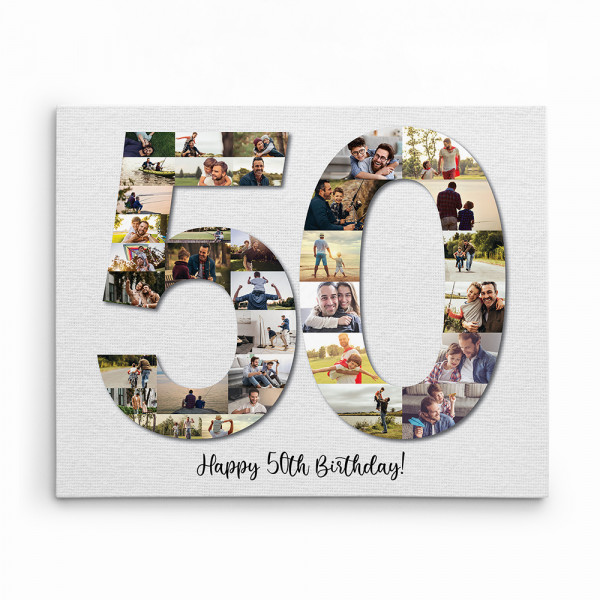 Happy 50th Birthday Photo Collage Canvas Print