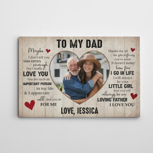 Custom To My Dad Photo Canvas from Daughter