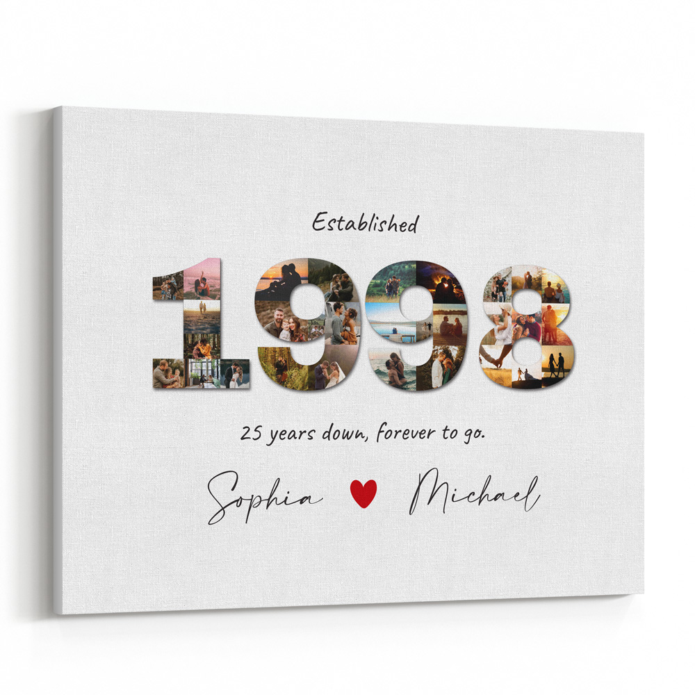 25th Anniversary Custom Number Photo Collage Canvas Print
