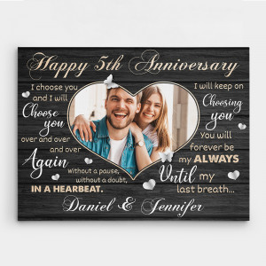 Happy 5th Anniversary Custom Heart Shape Photo with Message