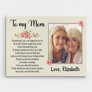 Mothers Day Gift for Mom from Daughter To My Mom Photo Canvas