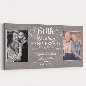 60th Wedding Anniversary Custom 2 Photos Canvas Print