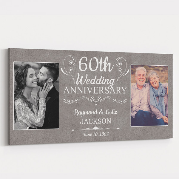 60th Wedding Anniversary Custom 2 Photos Canvas Print