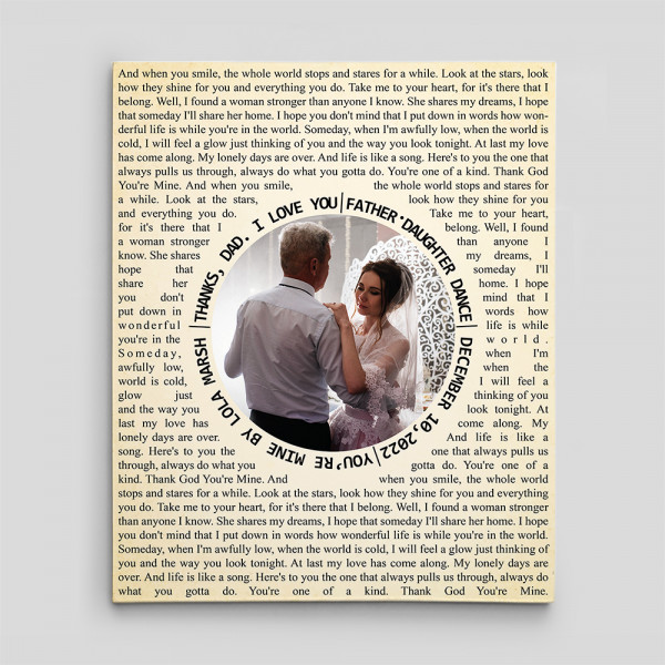 Father-Daughter Dance Custom Song Lyrics Photo Canvas Print