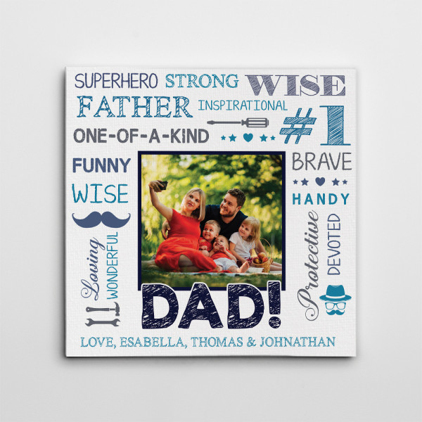 Dad Word Cloud With Photo Collage Canvas Print