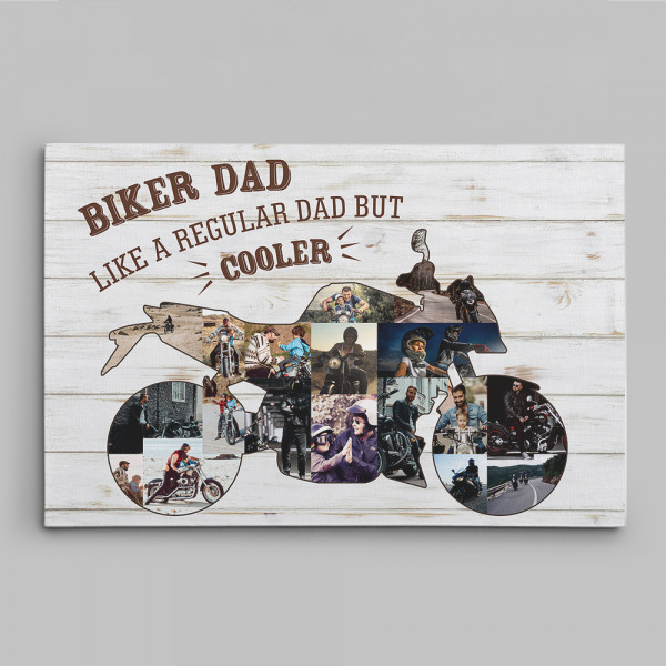 Biker Dad Like A Regular Dad But Cooler Photo Collage Canvas Print