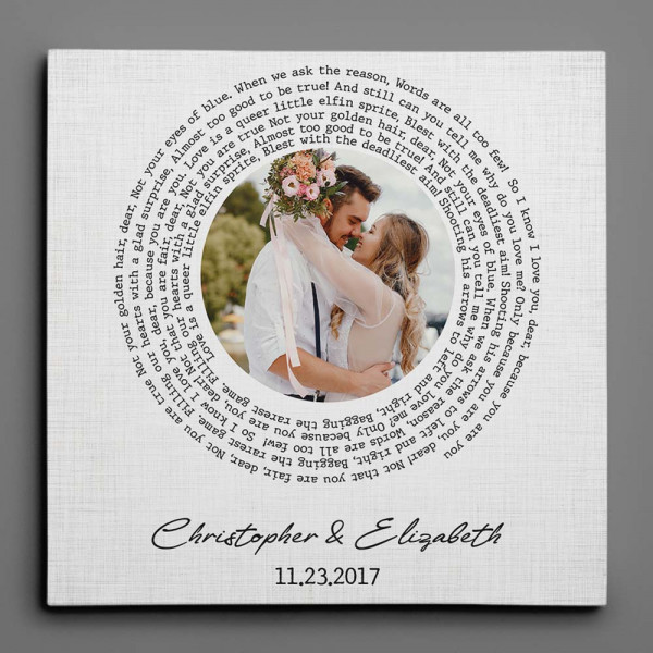 Wedding Song Custom Photo Canvas Print – Square Spiral Design