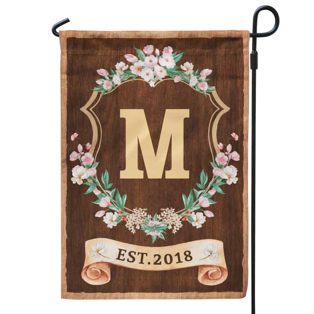 Classic Floral Monogram Garden Flag 365Canvas