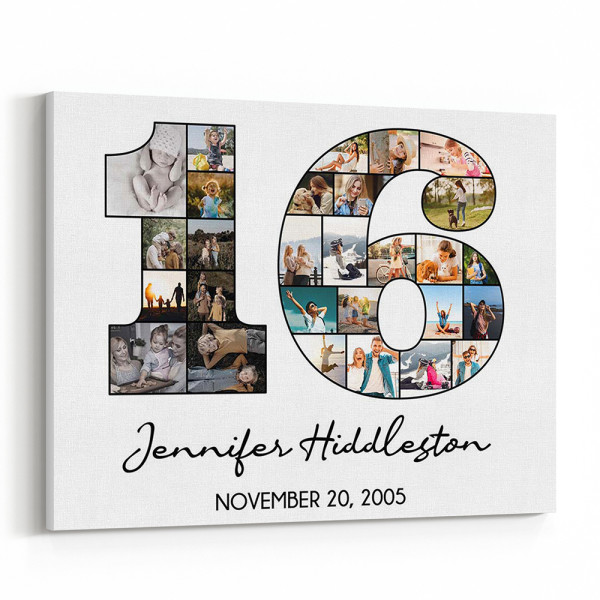 16th Birthday Photo Collage Canvas Print