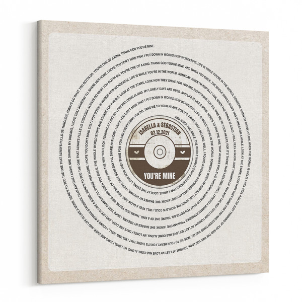 Anniversary Spiral Song Lyric CD Custom Square Canvas