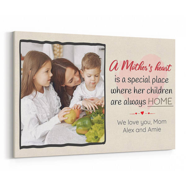 A Mother’s Heart is a Special Place Custom Photo Canvas Print