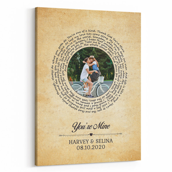 Spiral Song Lyrics Canvas – Vintage Design with Custom Photos & Dates