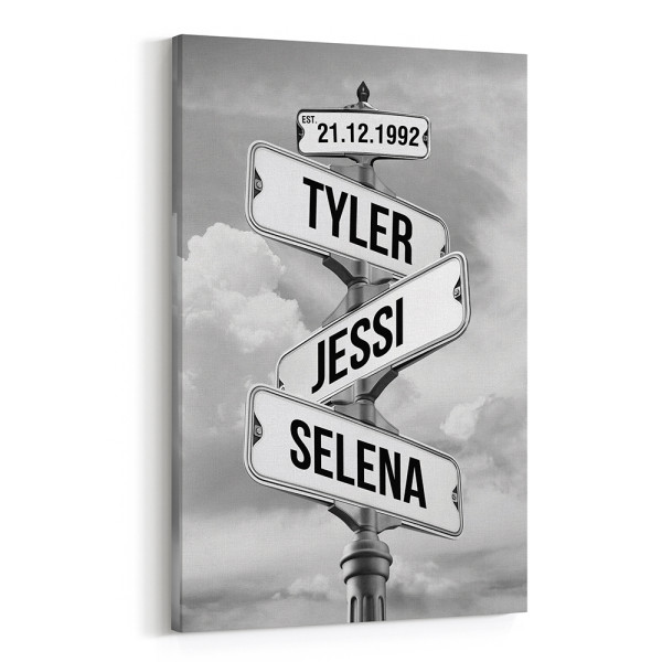Family Street Sign Custom Multiple Names Canvas Print | 365Canvas family-street-sign-custom-multiple-names-canvas-print-365canvas