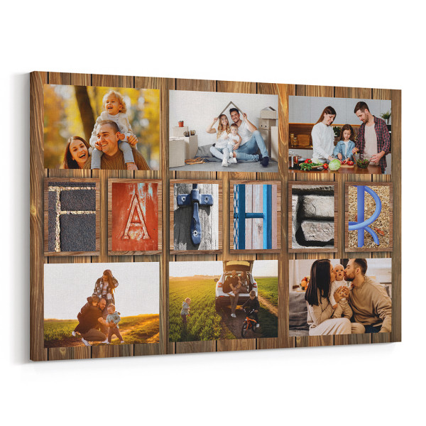 Father Letter Art Custom Photo Collage Canvas Print