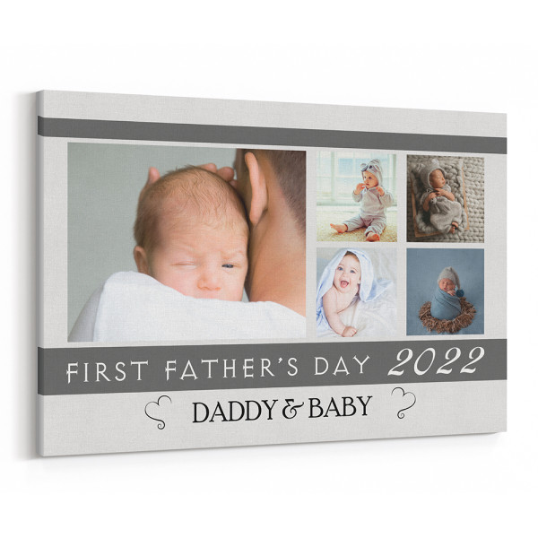 First Father's Day Photo Collage Canvas Print