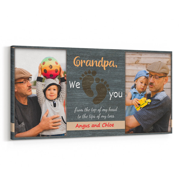 Grandpa We Love You Custom Photo Canvas Print
