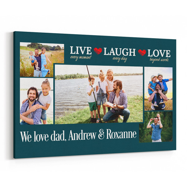 Live Every Moment Laugh Every Day Love Beyond Words - Photo Collage Canvas