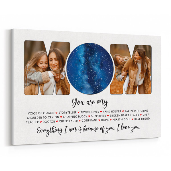 MOM Custom Photo Star Map Canvas Print