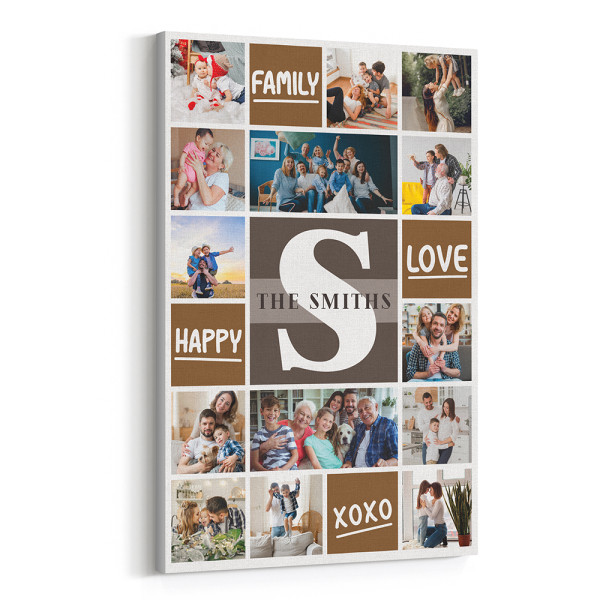 Monogram Family Photo Collage Canvas Print